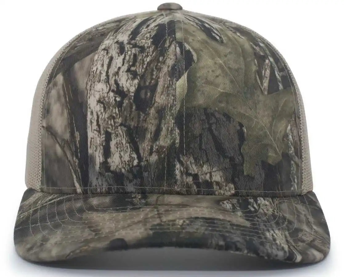 Pacific Headwear 108c Camo Trucker Snapback Cap Break Up Country Khaki Mossy Oak / 7’’ 7 7/8’’