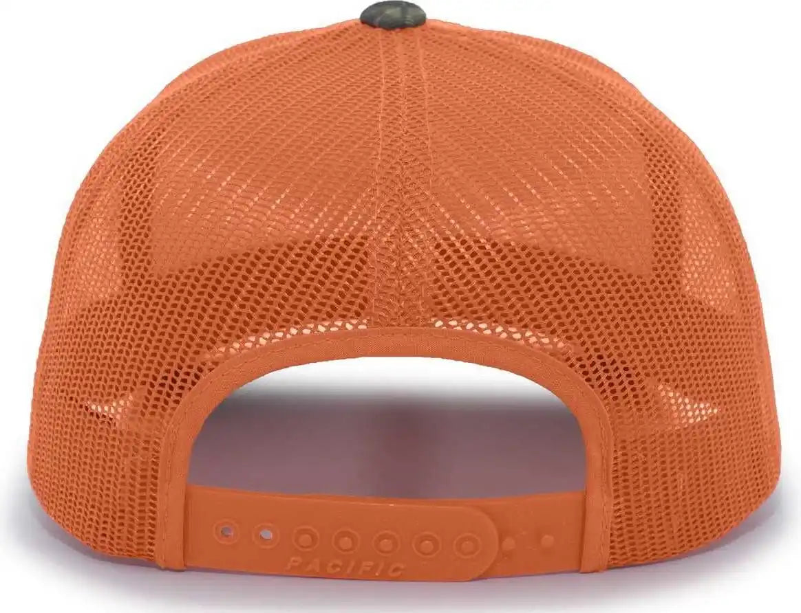 Pacific Headwear 108c Camo Trucker Snapback Cap Break Up Country Orange Mossy Oak / 7’’ 7 7/8’’