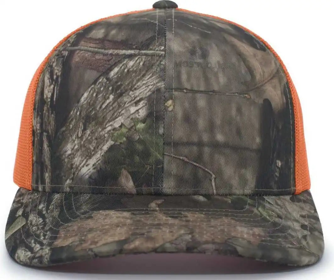 Pacific Headwear 108c Camo Trucker Snapback Cap Break Up Country Orange Mossy Oak / 7’’ 7 7/8’’