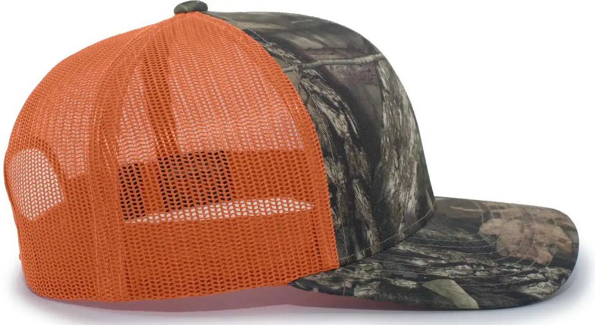 Pacific Headwear 108c Camo Trucker Snapback Cap Break Up Country Orange Mossy Oak / 7’’ 7 7/8’’