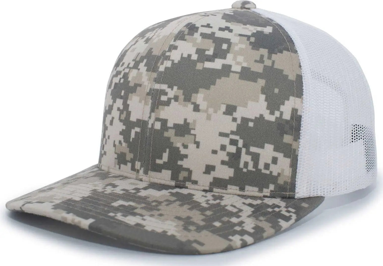 Pacific Headwear 108c Camo Trucker Snapback Cap - Desert White