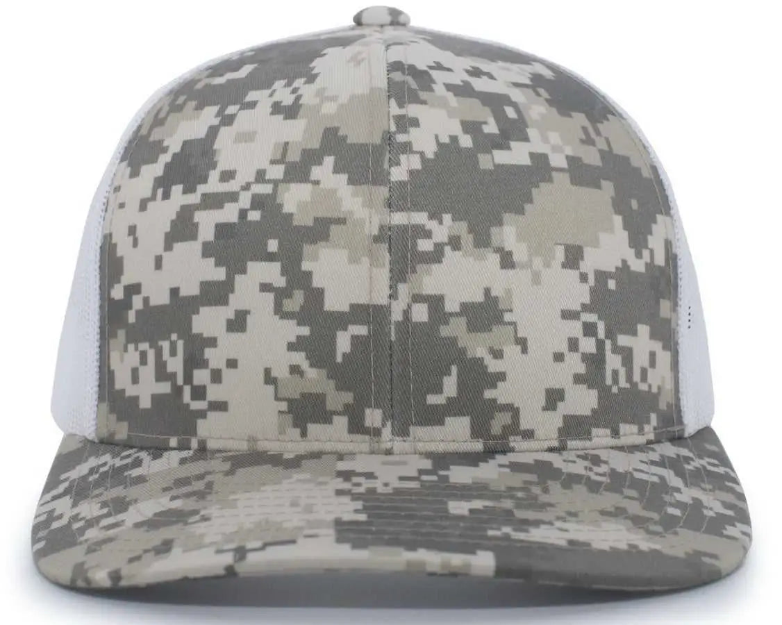 Pacific Headwear 108c Camo Trucker Snapback Cap - Desert White