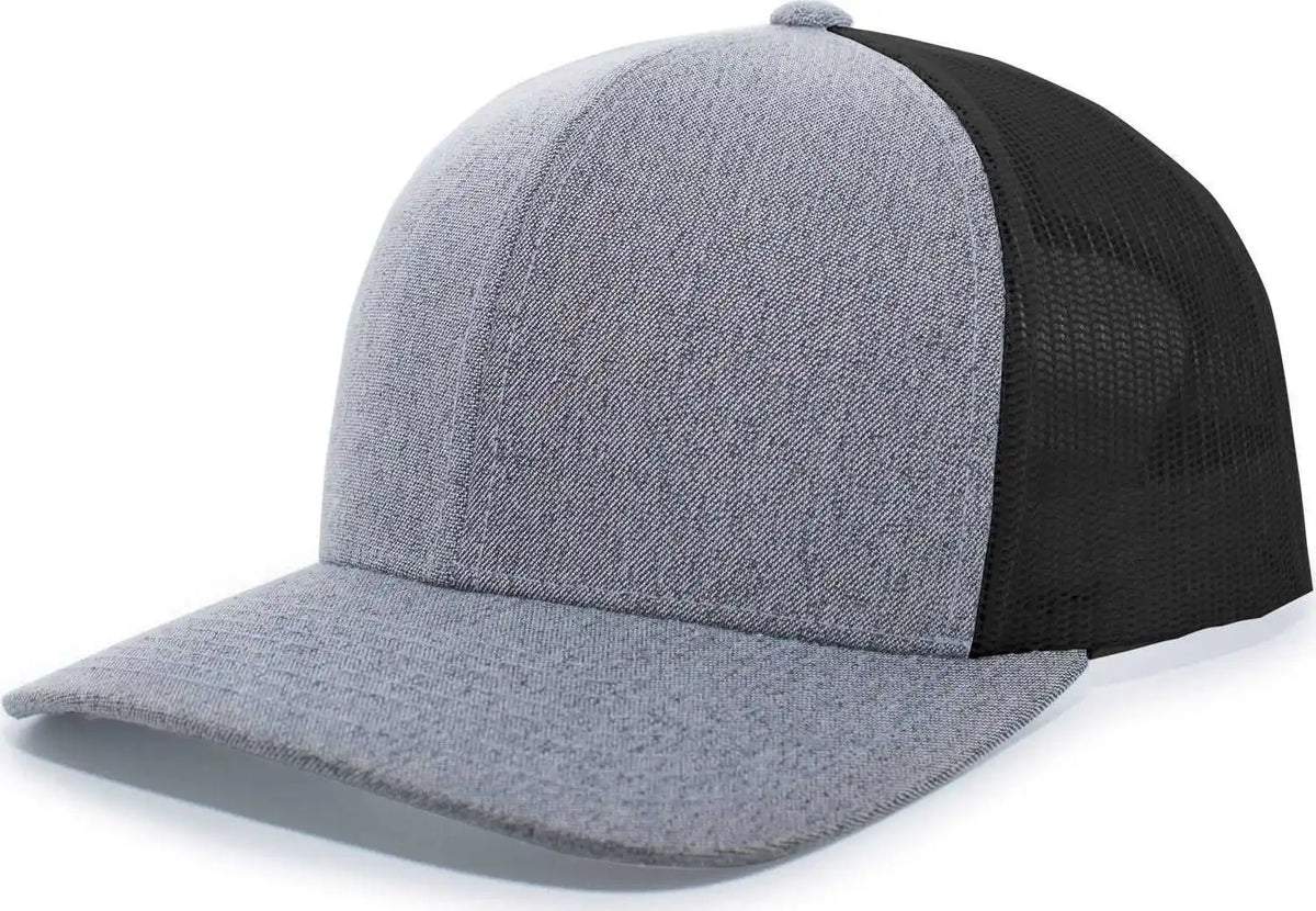 Pacific Headwear 110c Heather Trucker Snapback Cap Gray Black / 7’’ 7 7/8’’