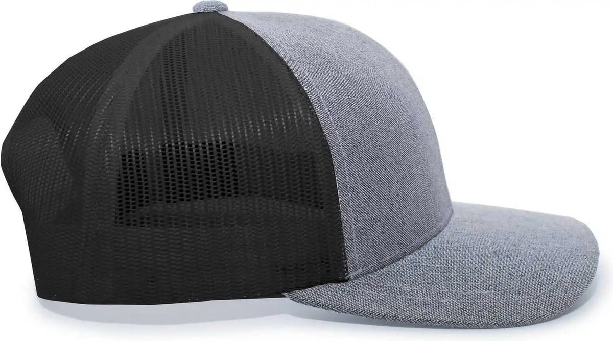 Pacific Headwear 110c Heather Trucker Snapback Cap Gray Black / 7’’ 7 7/8’’