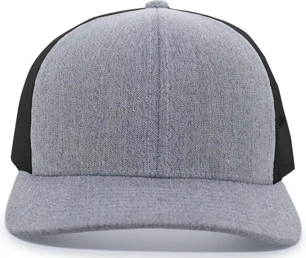 Pacific Headwear 110c Heather Trucker Snapback Cap Gray Black / 7’’ 7 7/8’’
