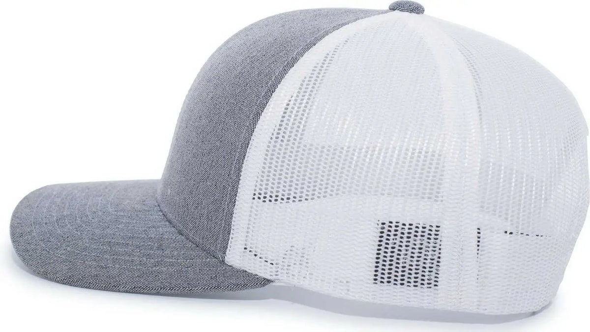 Pacific Headwear 110c Heather Trucker Snapback Cap - Gray White - 7’’ - 7 7/8’’