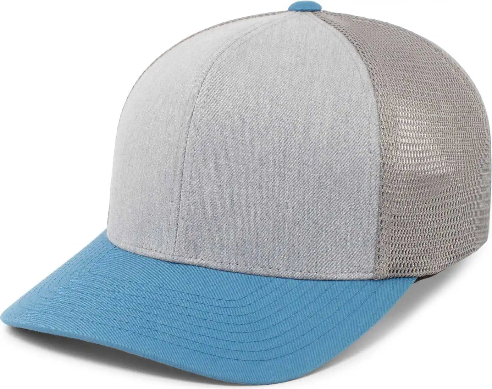 Pacific Headwear 110f Trucker Flexfit Snapback Cap - Heather Grey Lt Charcoal Ocean Blue - Gray / 7’’ 7 7/8’’
