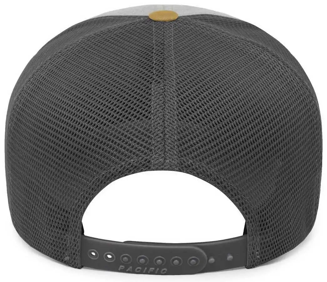 Pacific Headwear 110f Trucker Flexfit Snapback Cap - Heather Grey Lt Charcoal Amber Gold - Gray / 7’’ 7 7/8’’