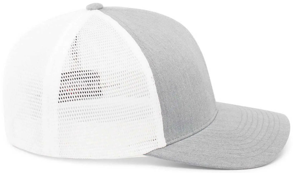 Pacific Headwear 110f Trucker Flexfit Snapback Cap - Heather Grey White - Gray / 7’’ 7 7/8’’