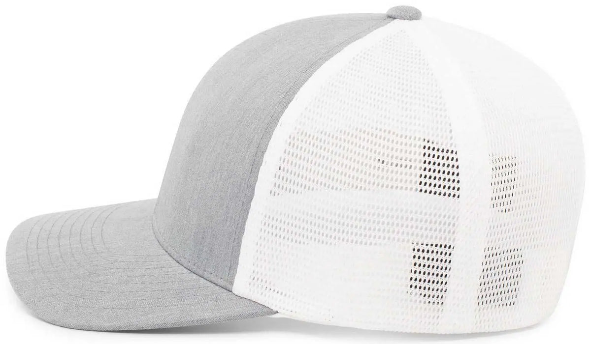 Pacific Headwear 110f Trucker Flexfit Snapback Cap - Heather Grey White - Gray / 7’’ 7 7/8’’