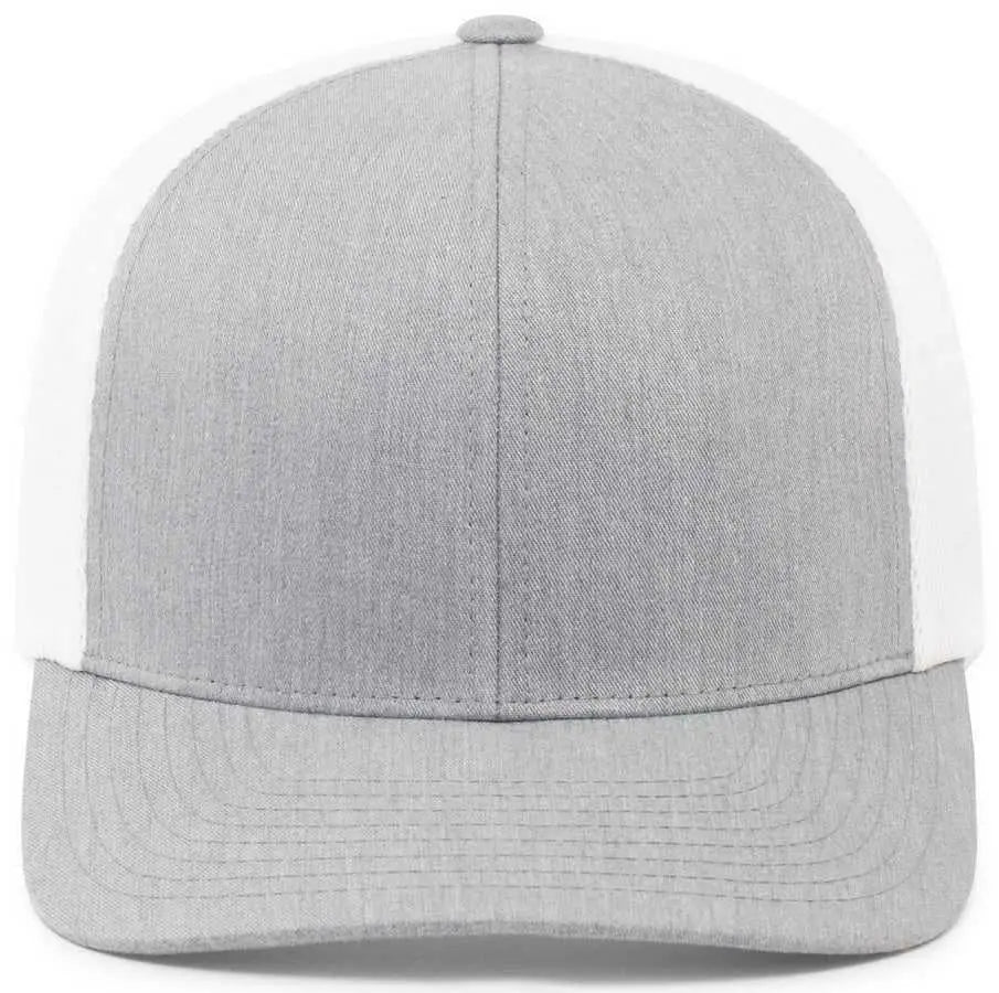 Pacific Headwear 110f Trucker Flexfit Snapback Cap - Heather Grey White - Gray / 7’’ 7 7/8’’