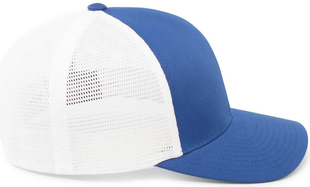 Pacific Headwear 110f Trucker Flexfit Snapback Cap - Royal White - 7’’ 7 7/8’’