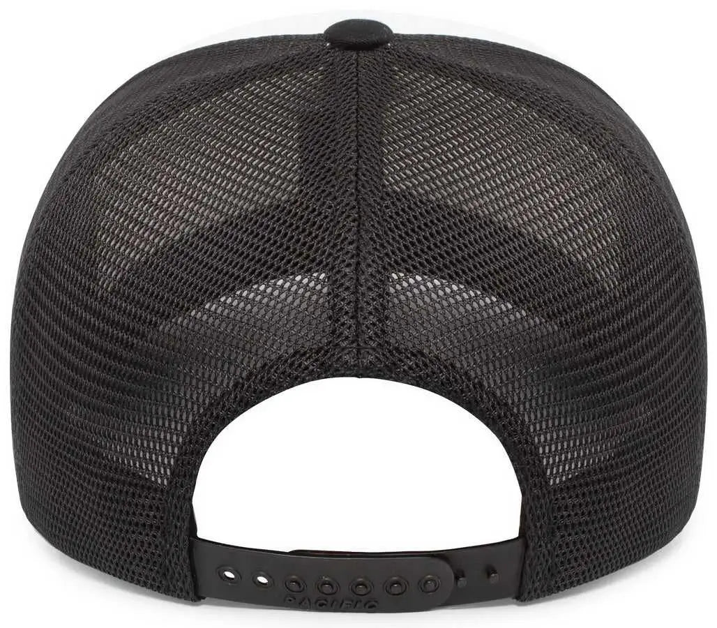 Pacific Headwear 110f Trucker Flexfit Snapback Cap - White Black - 7’’ 7 7/8’’