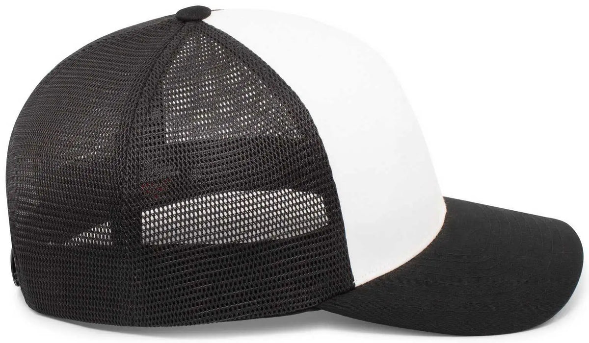 Pacific Headwear 110f Trucker Flexfit Snapback Cap - White Black - 7’’ 7 7/8’’