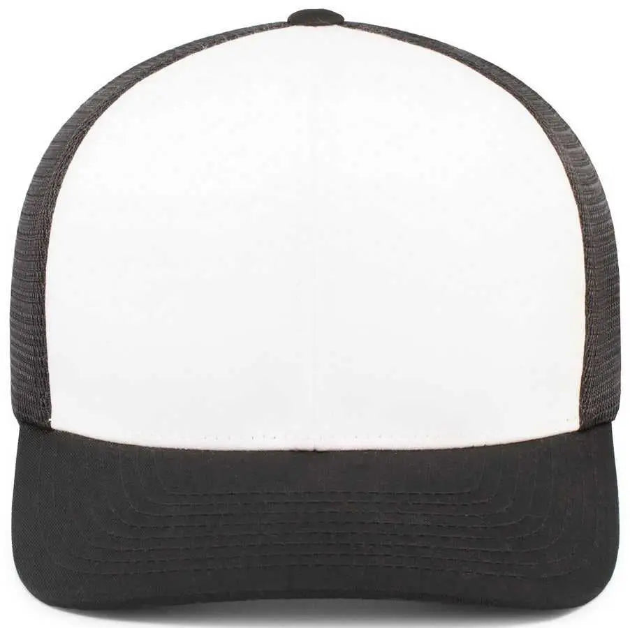 Pacific Headwear 110f Trucker Flexfit Snapback Cap - White Black - 7’’ 7 7/8’’