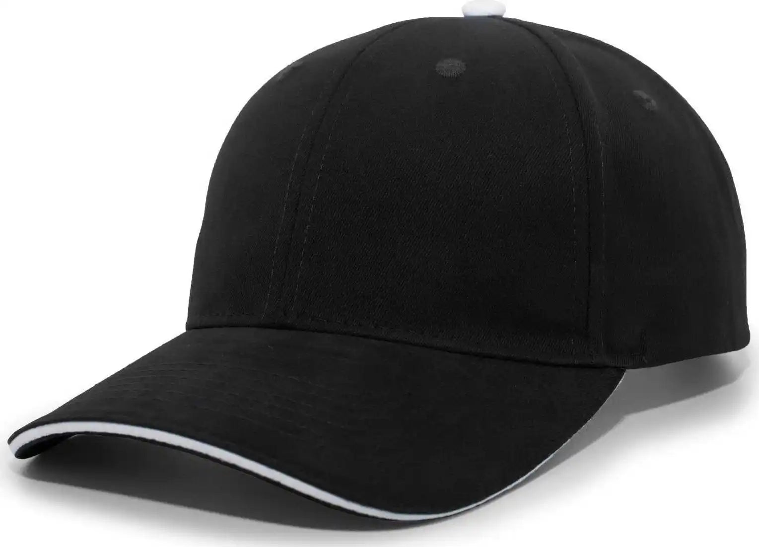 Pacific Headwear 121c Brushed Cotton Sandwich Visor Hook-and-loop Cap - Black White - 7’’ - 7 7/8’’
