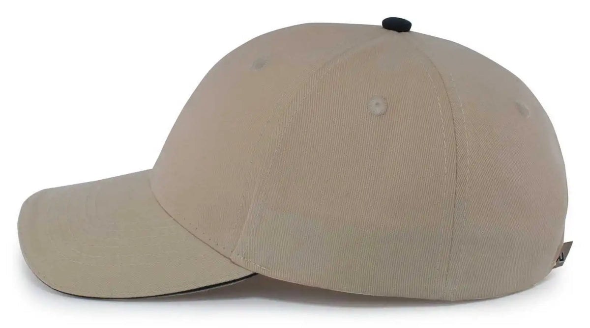 Pacific Headwear 121c Brushed Cotton Sandwich Visor Hook-and-loop Cap - Khaki Navy - 7’’ - 7 7/8’’