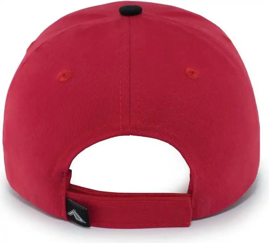 Pacific Headwear 121c Brushed Cotton Sandwich Visor Hook and Loop Cap Red Black / 7’’ 7 7/8’’