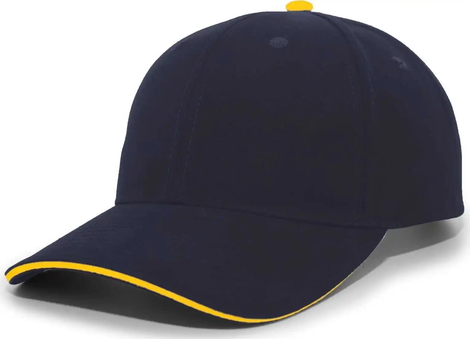 Pacific Headwear 121c Brushed Cotton Sandwich Visor Hook-and-loop Cap - Navy Gold - 7’’ - 7 7/8’’