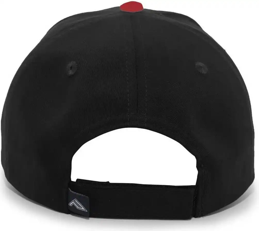 Pacific Headwear 121c Brushed Cotton Sandwich Visor Hook and Loop Cap Black Red / 7’’ 7 7/8’’