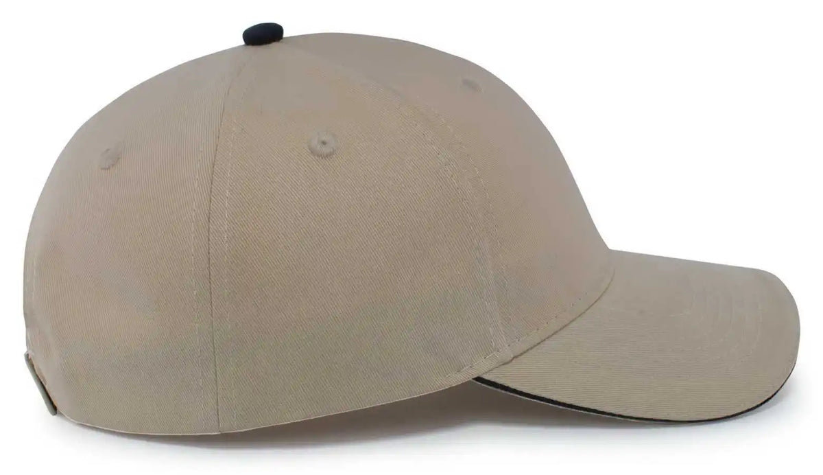 Pacific Headwear 121c Brushed Cotton Sandwich Visor Hook-and-loop Cap - Khaki Navy - 7’’ - 7 7/8’’