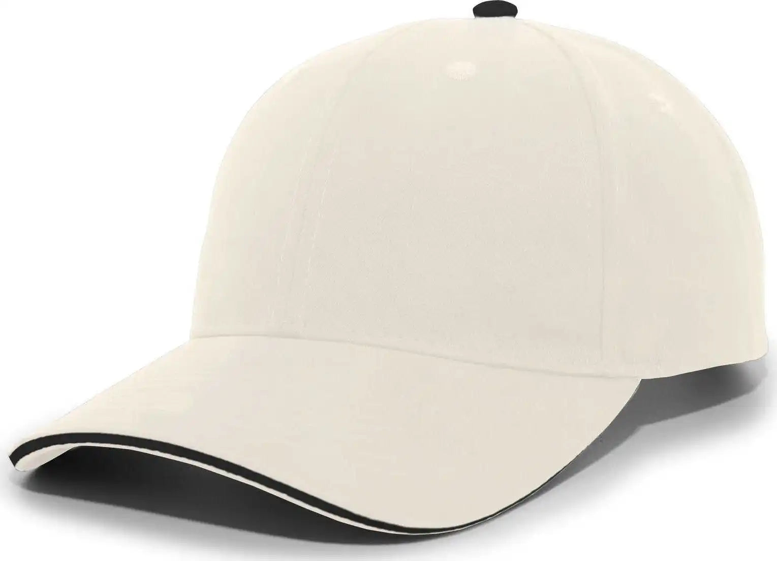 Pacific Headwear 121c Brushed Cotton Sandwich Visor Hook-and-loop Cap - Khaki Black - 7’’ - 7 7/8’’