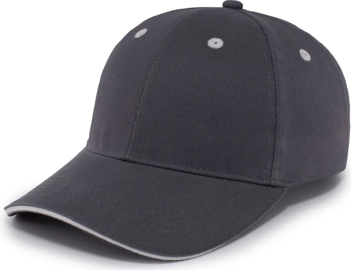 Pacific Headwear 121c Brushed Twll Cap with Sandwch Visor - Graphite White - Dark Gray / one Size Fits Most