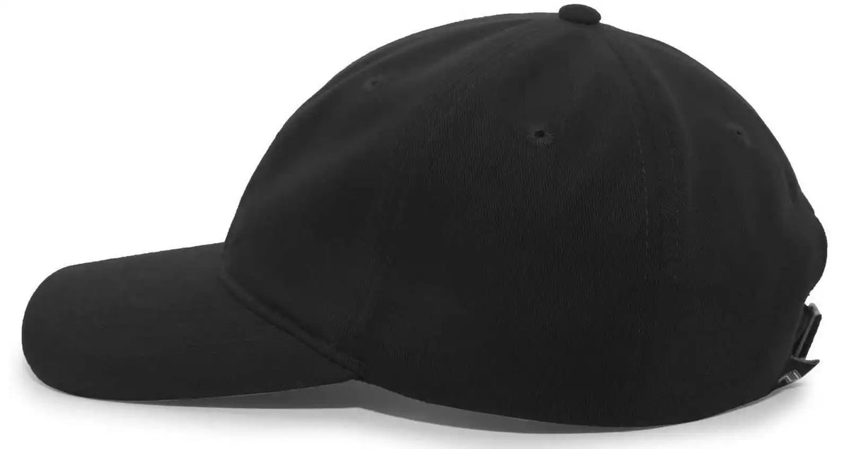 Pacific Headwear 201c Brushed Cotton Twill Buckle Strap Adjustable Cap Black / 7’’ 7 7/8’’