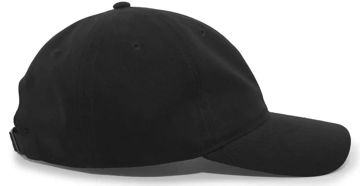 Pacific Headwear 201c Brushed Cotton Twill Buckle Strap Adjustable Cap Black / 7’’ 7 7/8’’
