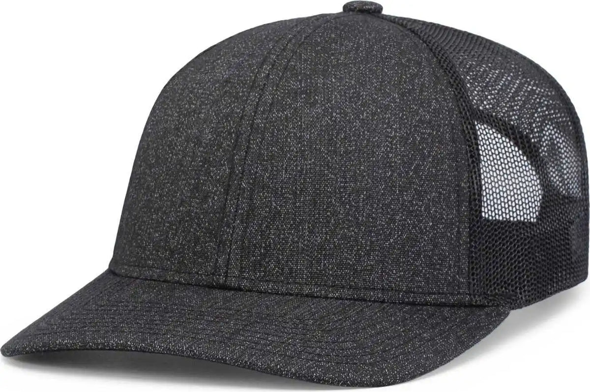 Pacific Headwear 210c Malange Heather Low Profile Trucker Black / 7’’ 7 7/8’’
