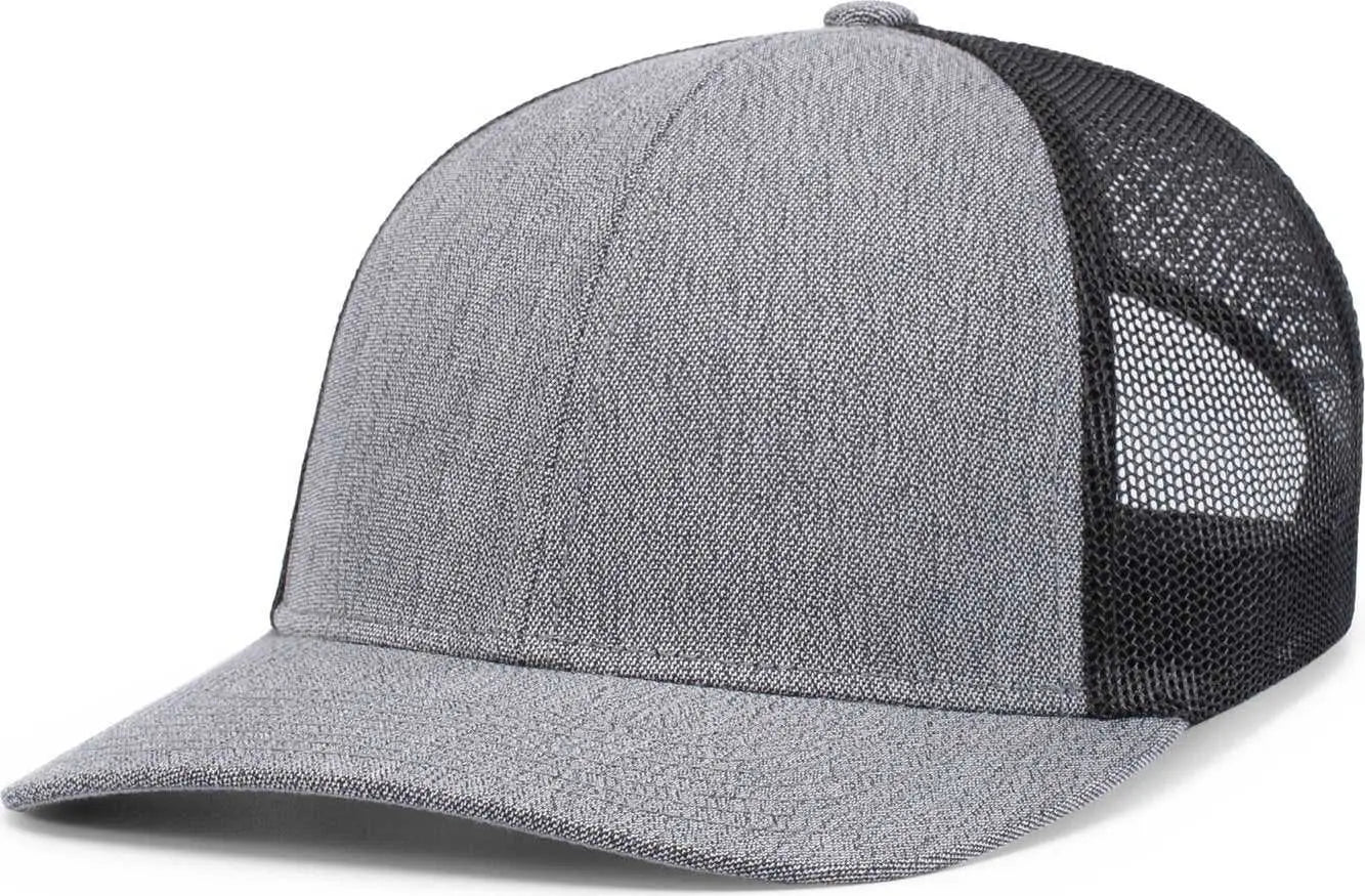 Pacific Headwear 210c Malange Heather Low Profile Trucker - Grey Black - Gray / 7’’ 7 7/8’’