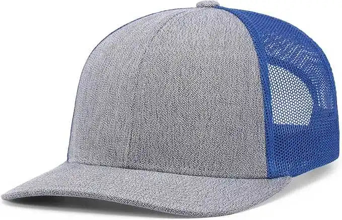 Pacific Headwear 210c Melange Heather Low-profile Trucker - Grey Royal - 7’’ - 7 7/8’’