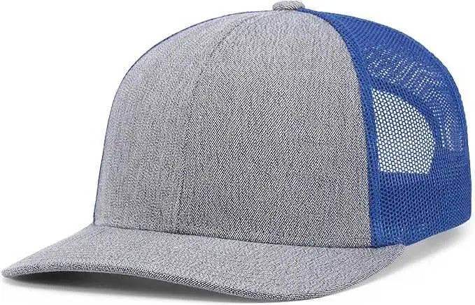 Pacific Headwear 210c Melange Heather Low-profile Trucker - Grey Royal - 7’’ - 7 7/8’’