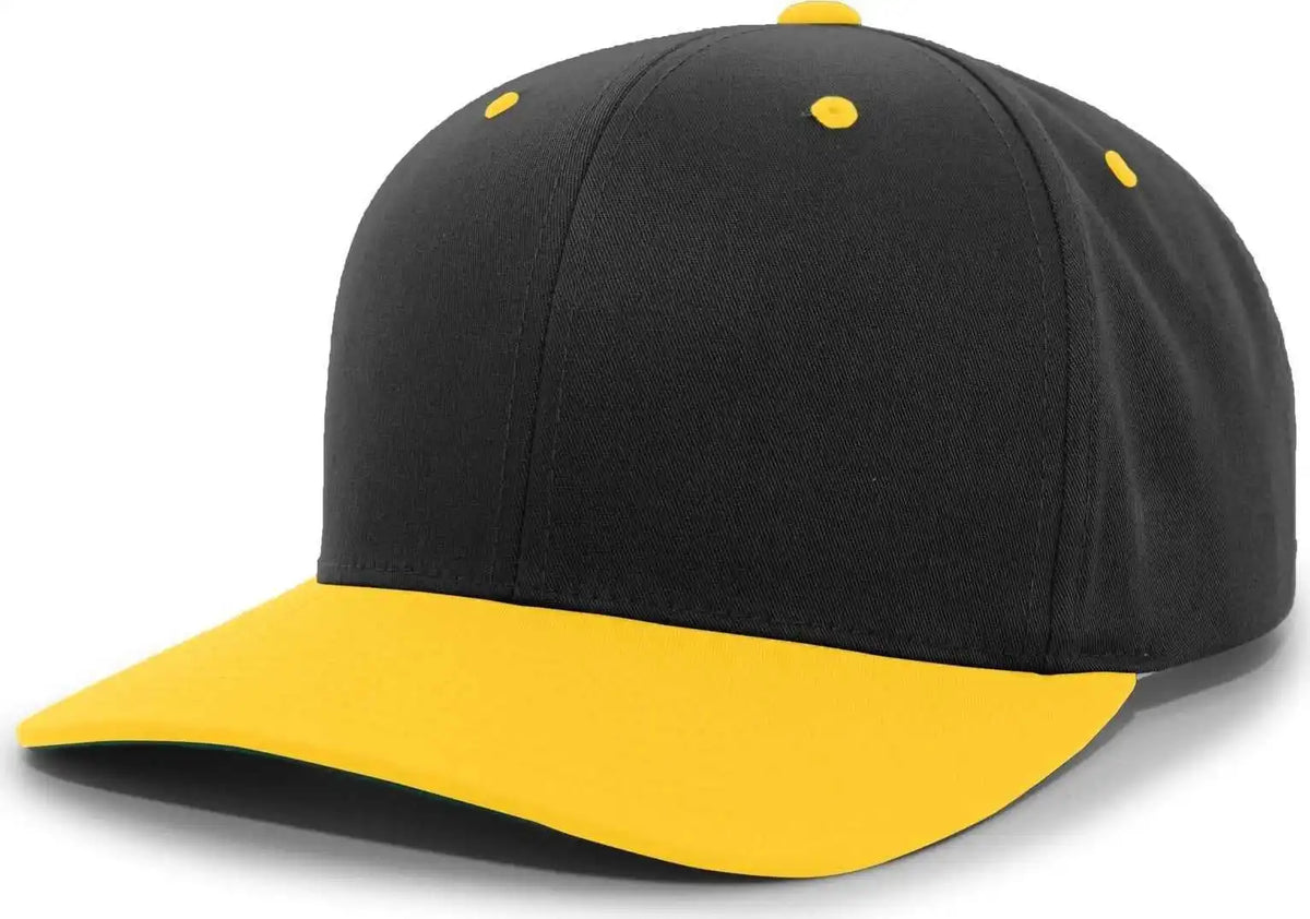Pacific Headwear 302c Cotton Blend Hook and Loop Cap Black Gold / 6 1/2’’ 7’’