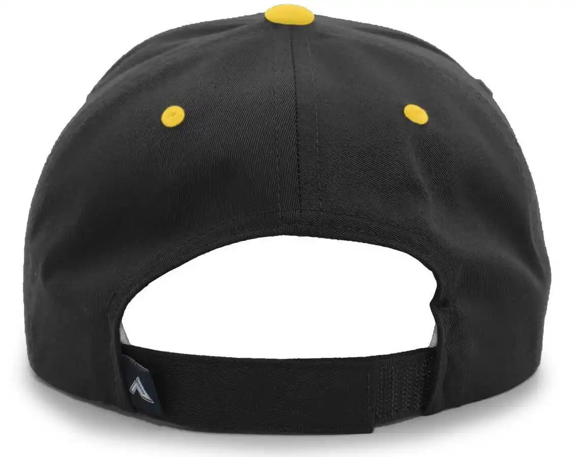 Pacific Headwear 302c Cotton Blend Hook and Loop Cap Black Gold