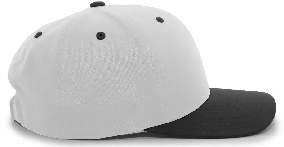 Pacific Headwear 302c Cotton Poly Hook and Loop Adjustable Cap Silver Black / 7’’ 7 7/8’’