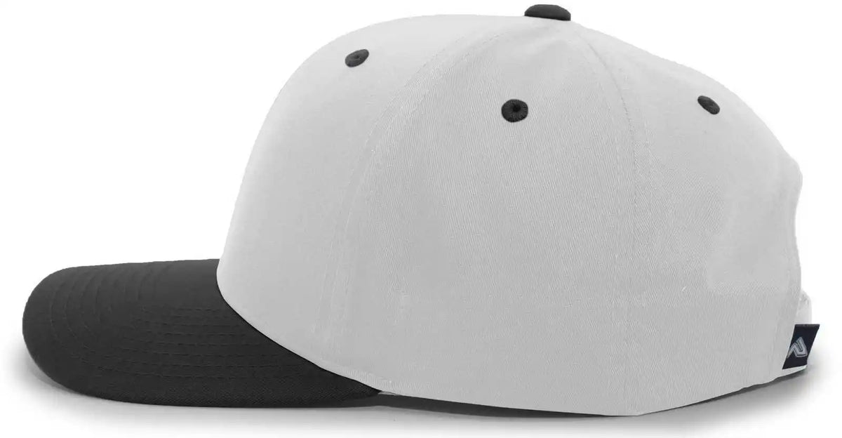 Pacific Headwear 302c Cotton Poly Hook and Loop Adjustable Cap Silver Black / 7’’ 7 7/8’’