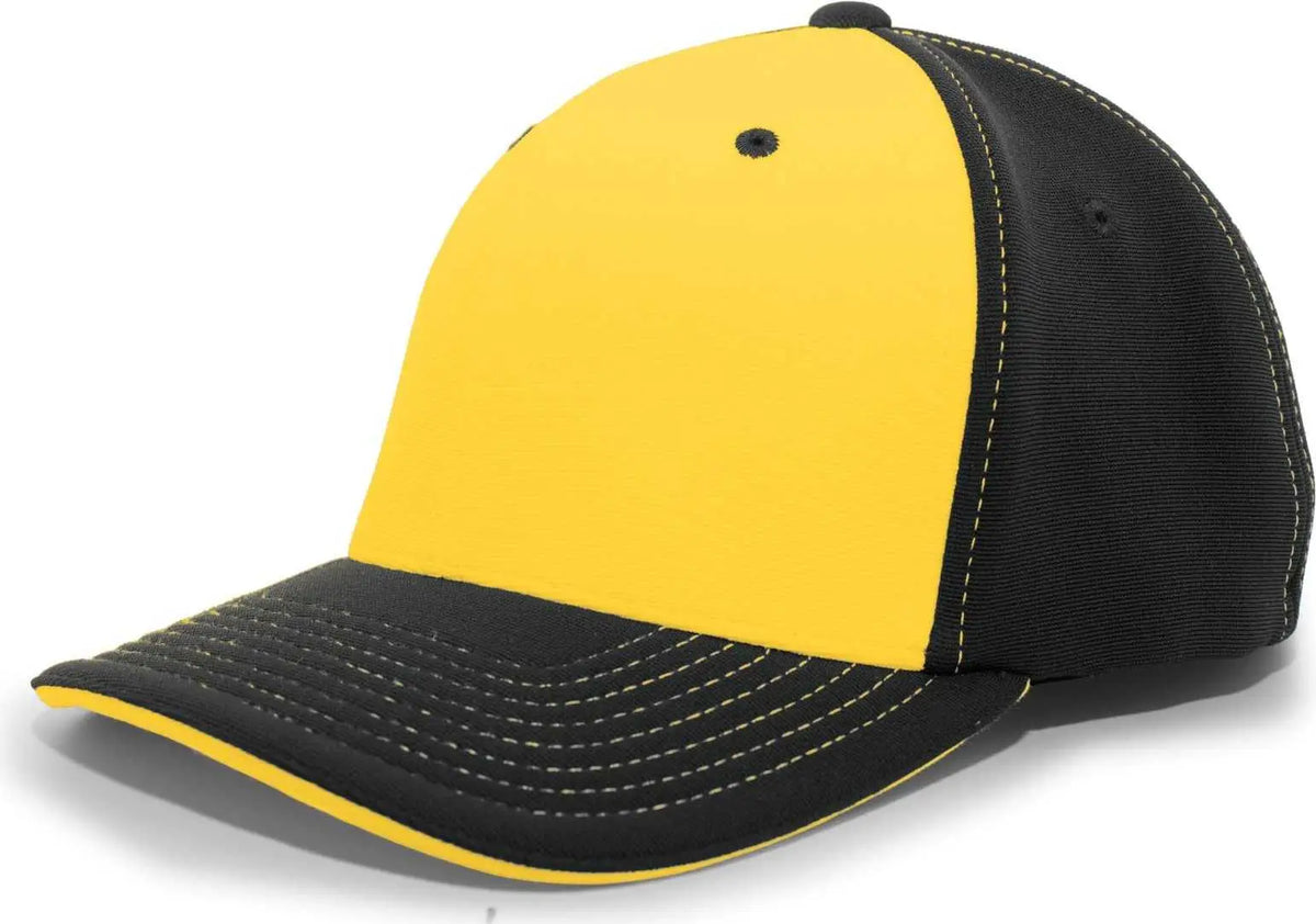 Pacific Headwear 398f M2 Performance Flexfit Cap - Black Gold - 6 3/8’’ - 7/8’’