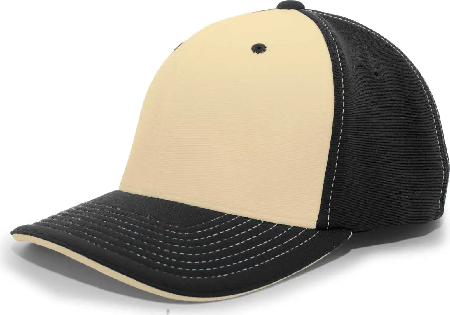 Pacific Headwear 398f M2 Performance Flexfit Cap - Black Vegas Gold - 6 3/8’’ - 7/8’’
