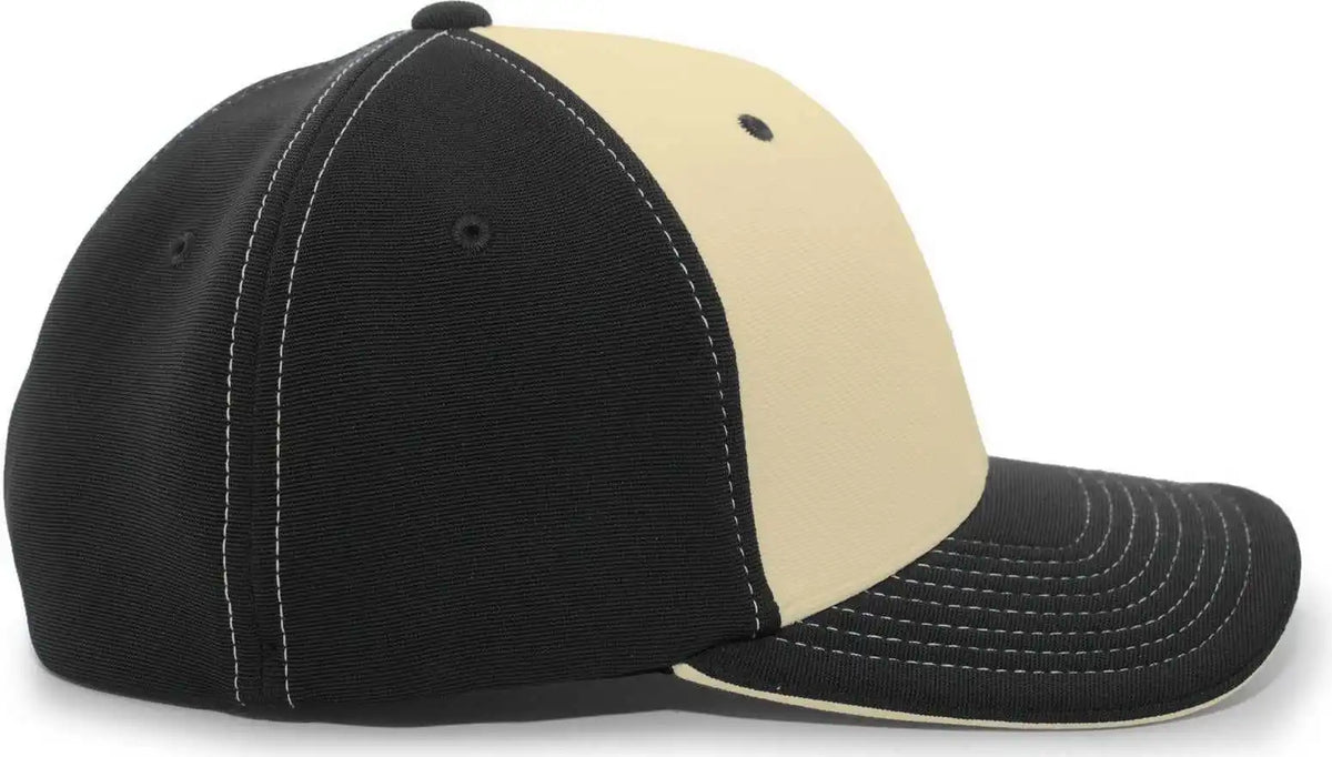 Pacific Headwear 398f M2 Performance Flexfit Cap - Black Vegas Gold