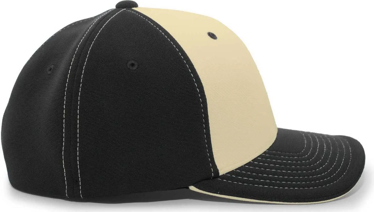 Pacific Headwear 398f M2 Performance Flexfit Cap - Black Vegas Gold
