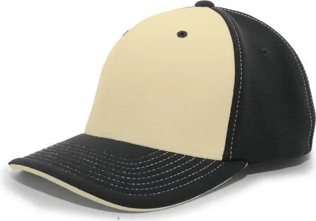 Pacific Headwear 398f M2 Performance Flexfit Cap - Black Vegas Gold