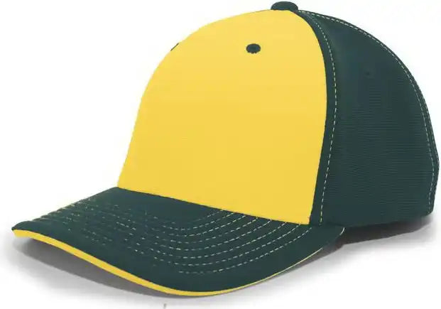 Pacific Headwear 398f M2 Performance Flexfit Cap - Dark Green Gold - 6 3/8’’ - 7/8’’