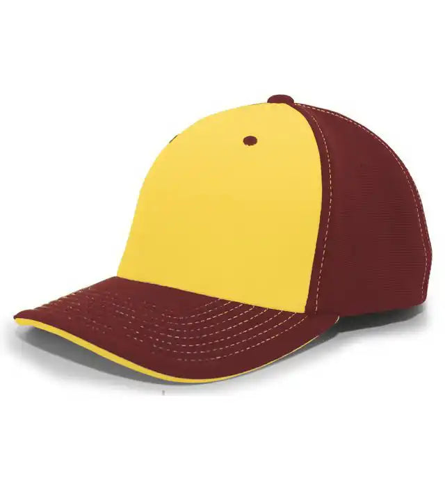 Pacific Headwear 398f M2 Performance Flexfit Cap - Maroon Gold - 6 1/2’’ - 7’’