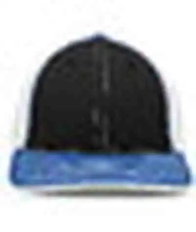 Pacific Headwear 404f Trucker Flexfit Cap - Black White Royal - 6 1/2’’ 7’’