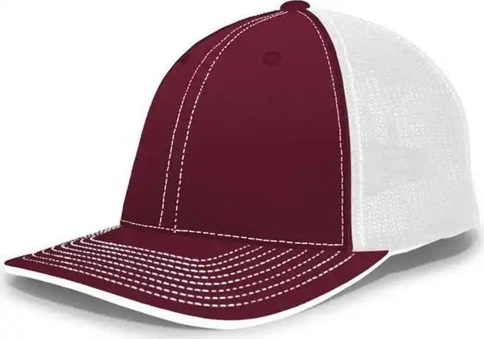 Pacific Headwear 404f Trucker Flexfit Cap - Cardinal White - 6 1/2’’ 7’’