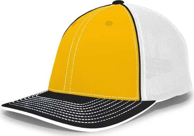 Pacific Headwear 404f Trucker Flexfit Cap - Gold White Black - 6 1/2’’ 7’’