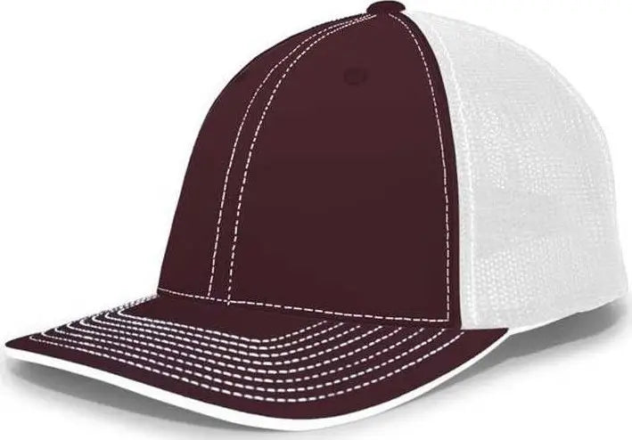 Pacific Headwear 404f Trucker Flexfit Cap - Maroon White