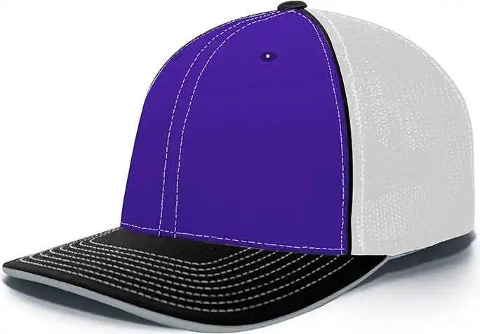 Pacific Headwear 404f Trucker Flexfit Cap - Purple White Black - 6 1/2’’ 7’’
