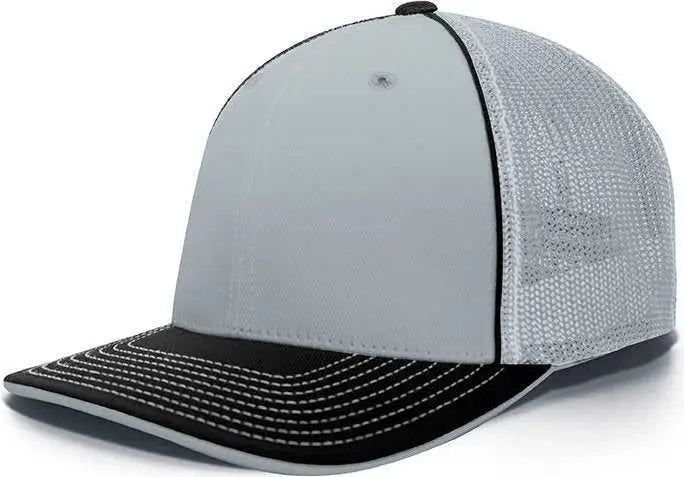 Pacific Headwear 404f Trucker Flexfit Cap - Silver Black